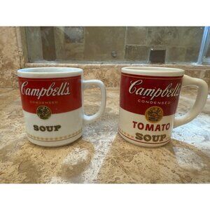 Campbells Soup Mug Set Of 2 Classic Ceramic Cups Red & White Andy Warhol Art Kit